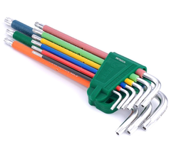 世达彩虹系列9件特长内六角扳手组套09103CH中孔花形扳手09702CH