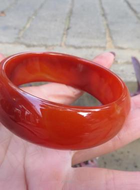 加宽加厚巴西红玛瑙水晶玉石手镯