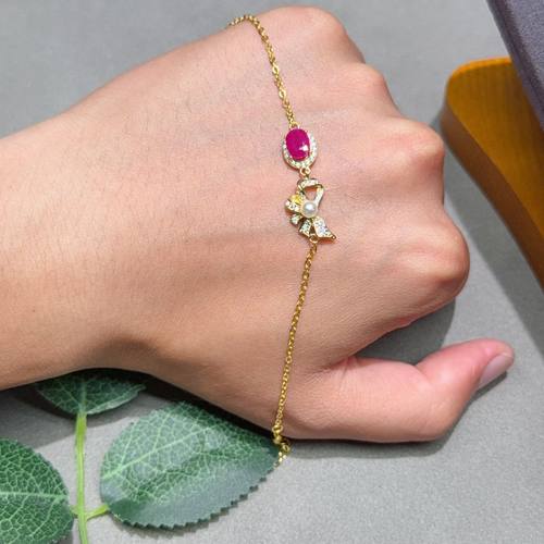 瑞耀珠宝红宝石手链S925银5*7鸽血红明艳火彩透度蝴蝶结干净年轻