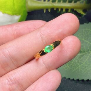 天然木佐祖母绿戒指女925银可定同款 复古高级感 k金轻奢设计感法式
