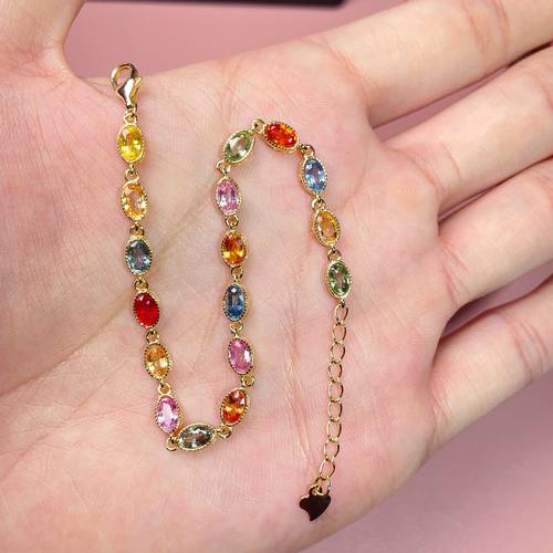 瑞耀天然彩色蓝宝石3*5手链女精品925银镶嵌轻奢小众送女友可订金