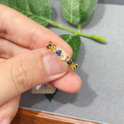 瑞耀珠宝蓝宝石排戒一体链S925银皇家蓝日常简约通勤可定k金镶嵌