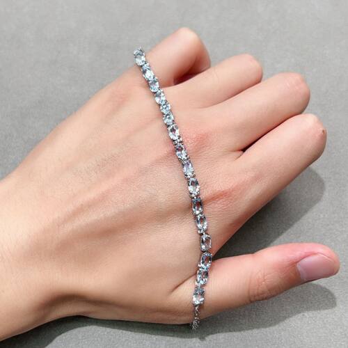 天然海蓝宝手链4*6s925银