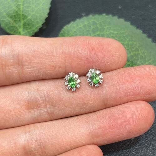 瑞耀珠宝沙弗莱耳钉3*4S925银明艳不黑镶金品质通勤设计木佐沃顿