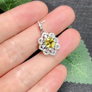 k金轻奢设计感法式 天然黄色蓝宝石吊坠女925银可定同款 复古金丝雀