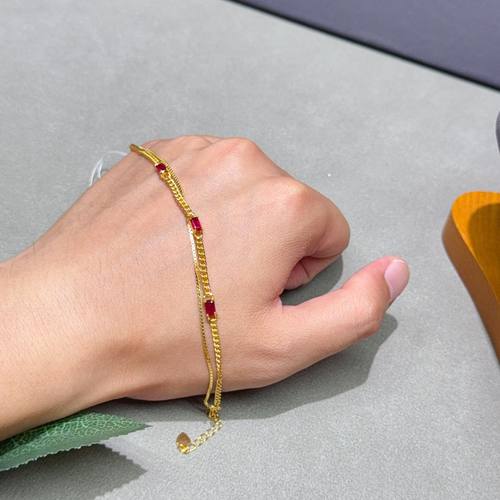 瑞耀珠宝红宝石手链S925银3*5鸽血红明艳火彩透度蝴蝶结干净年轻