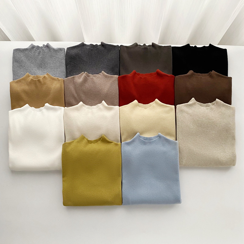 绵羊毛无缝一体成型针织衫半高领