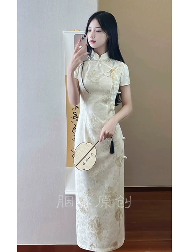 Летнее легкое ципао, ретро кружевное платье, светлый стиль, китайский стиль
