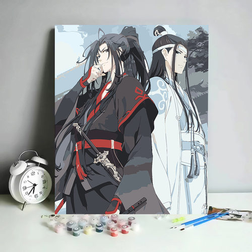 魔道祖师魏无羡diy数字油画填色丙烯油彩卡通动漫客厅装饰画