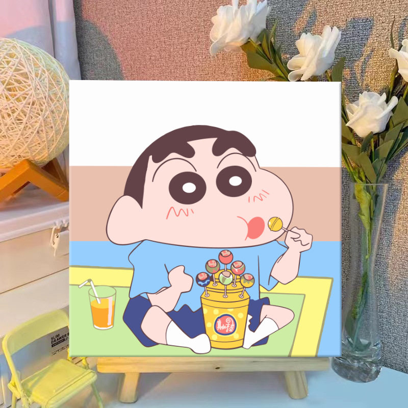蜡笔小新DIY数字油画卡通可爱丙烯画手工填涂萌趣家居装饰画