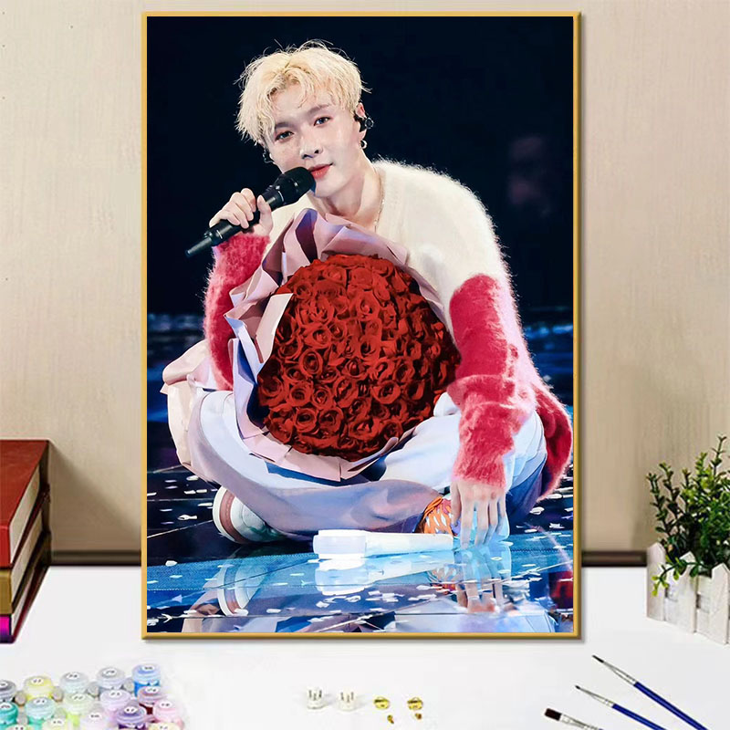 歌手张艺兴周边diy数字油画手绘填色画画房间装饰挂画送姐妹礼物