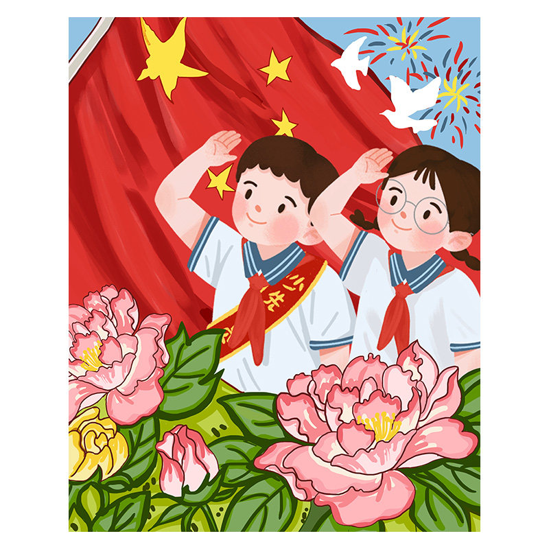 红色主题2024新款数字油画爱国手工DIY作品童心向党建党涂色填充
