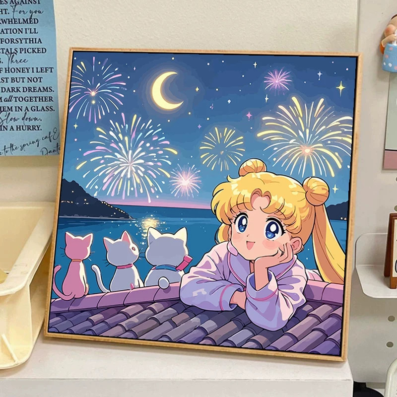 美少女战士卡通Q版数字油画DIY