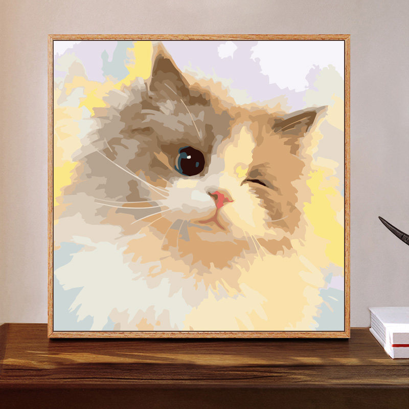 猫咪diy数字油画填充涂色狗狗高级感手工礼物解压丙烯油彩画装饰