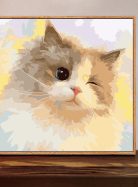 猫咪diy数字油画填充涂色狗狗高级感手工礼物解压丙烯油彩画装饰