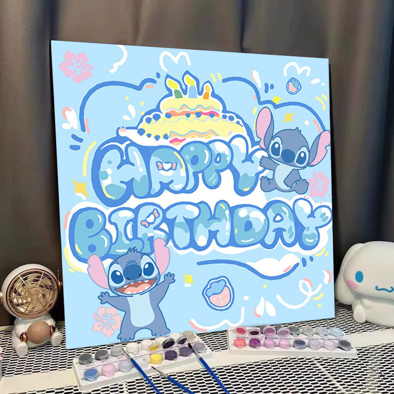 生日快乐2024新款数字油画diy卡通动漫解闷手工填充涂鸦油彩画画