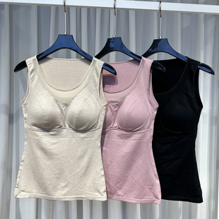 冬季 带杯保暖背心棉腈纶贴身内搭打底内里磨毛聚拢收副乳圆领上衣