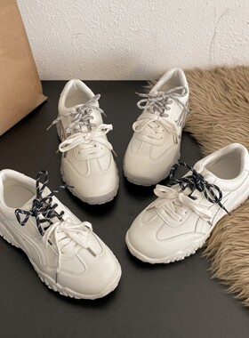 阿甘厚底德训鞋女2026秋季新款5cm内增高时尚百搭运动休闲板鞋女