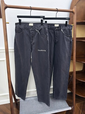 ROW风格ROSS版型灰牛直筒阿苏特成衣染洗工艺老钱风通勤牛仔长裤