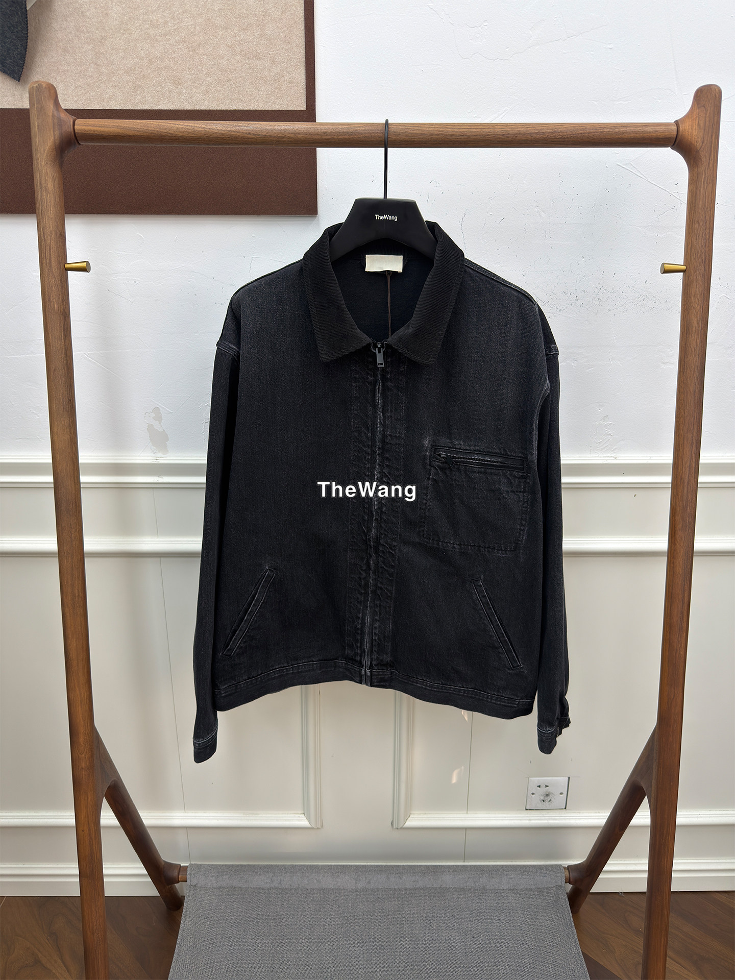 thumbnail for Row26ss Tarquin Denim Jacket corduroy collar commuting versatile high-quality denim washed jacket