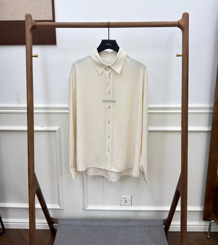 LemRelaxed Shirt 米白色羊毛粘胶纤维混纺宽松衬衫