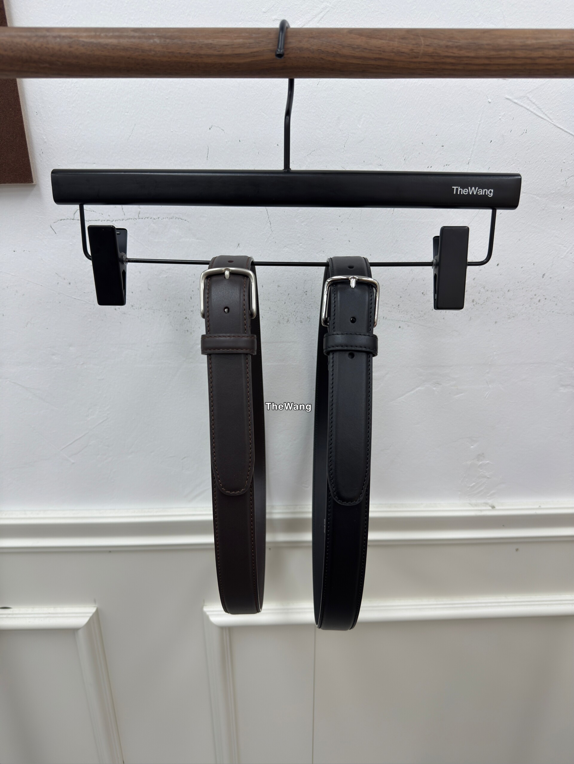 Row风格肯豆同款进口牛皮简约双色银色扣头腰带皮带休闲通勤轻奢