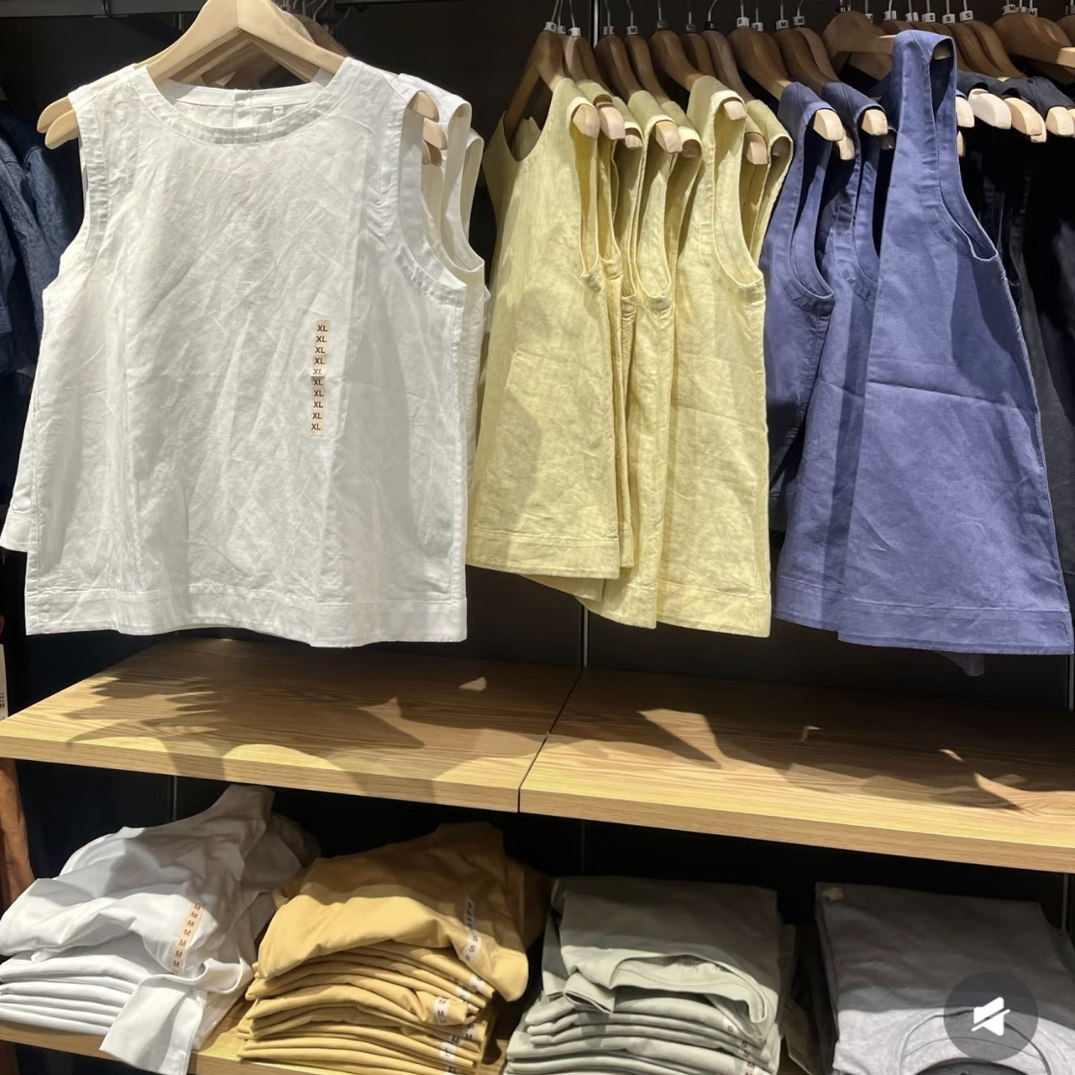 日版2025女士汉麻+棉无袖罩衫宽松大码背心坎肩上衣