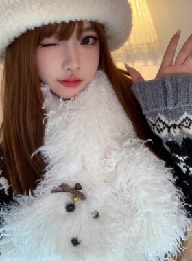 2525新款卷毛小狗围巾冬季新款慵懒风毛绒围脖防寒保暖可爱女配饰