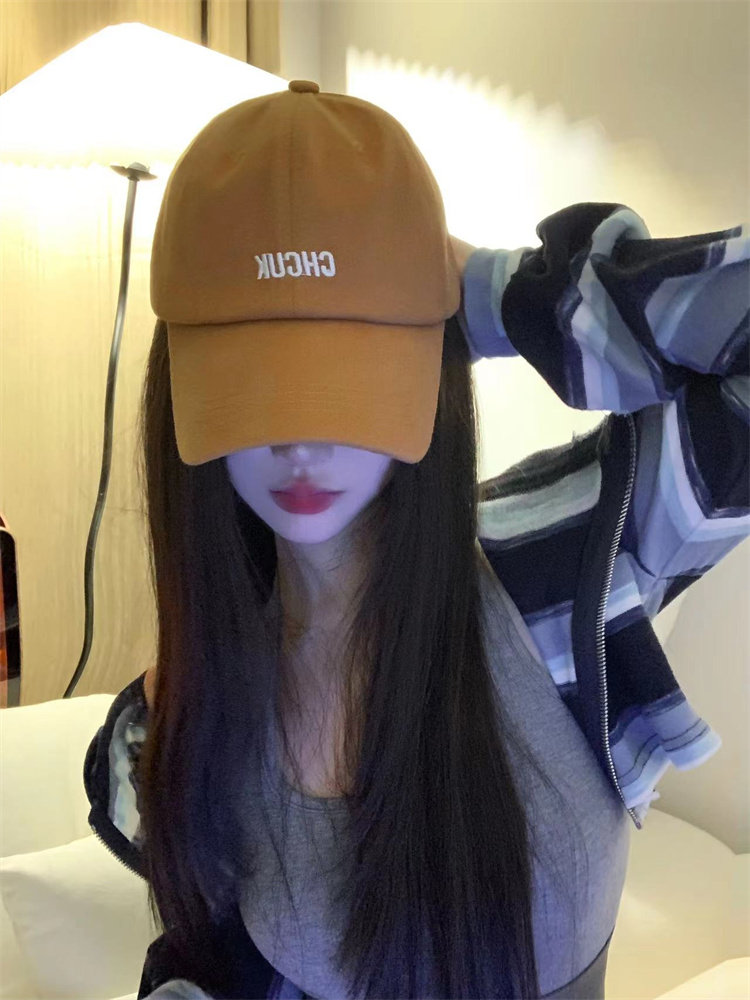 tongfashion日系复古做旧大头围刺绣鸭舌帽chuck字母工装风棒球帽