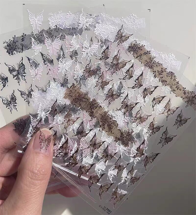 液态蕾丝蝴蝶美甲贴纸