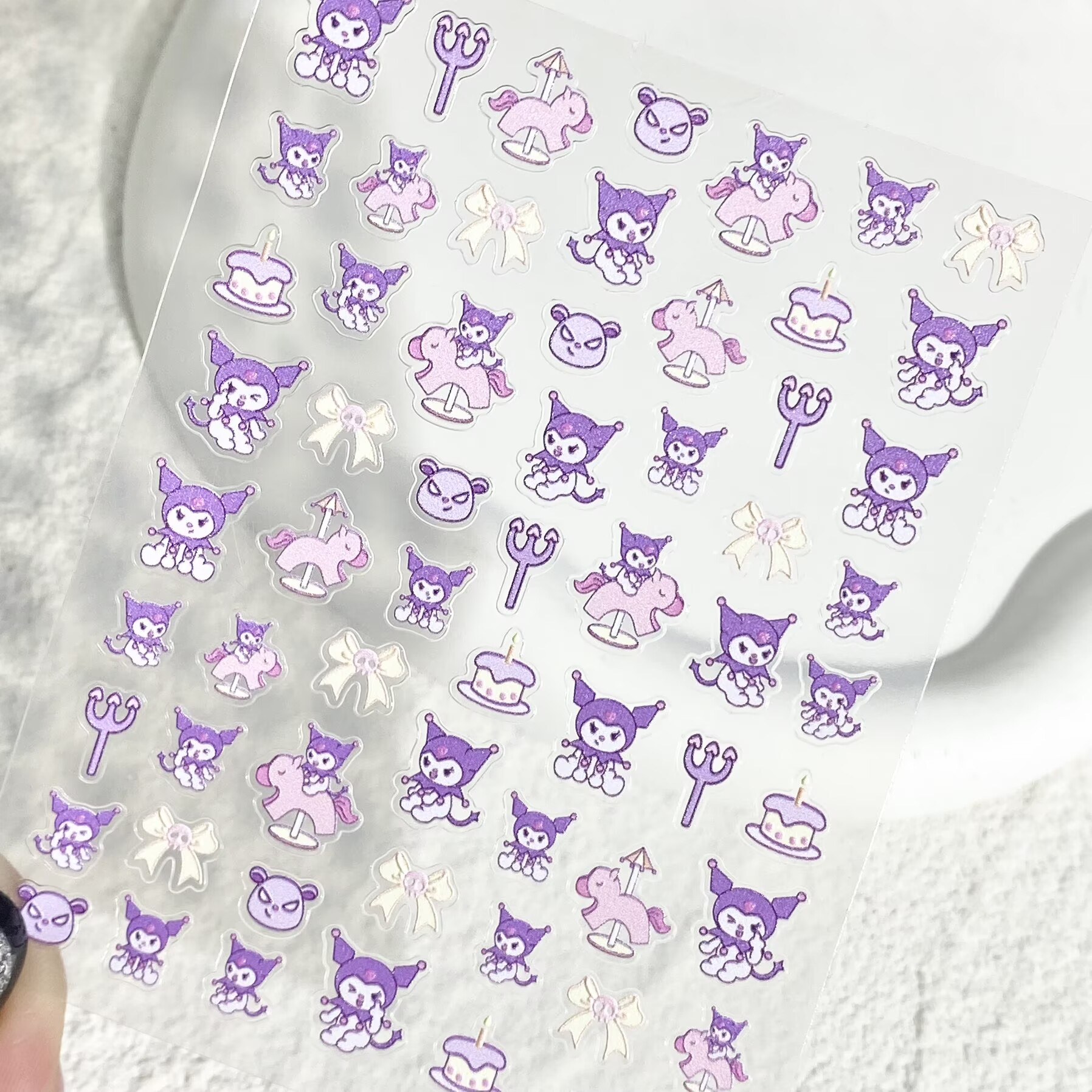 卡通暗黑风库洛米美甲贴纸