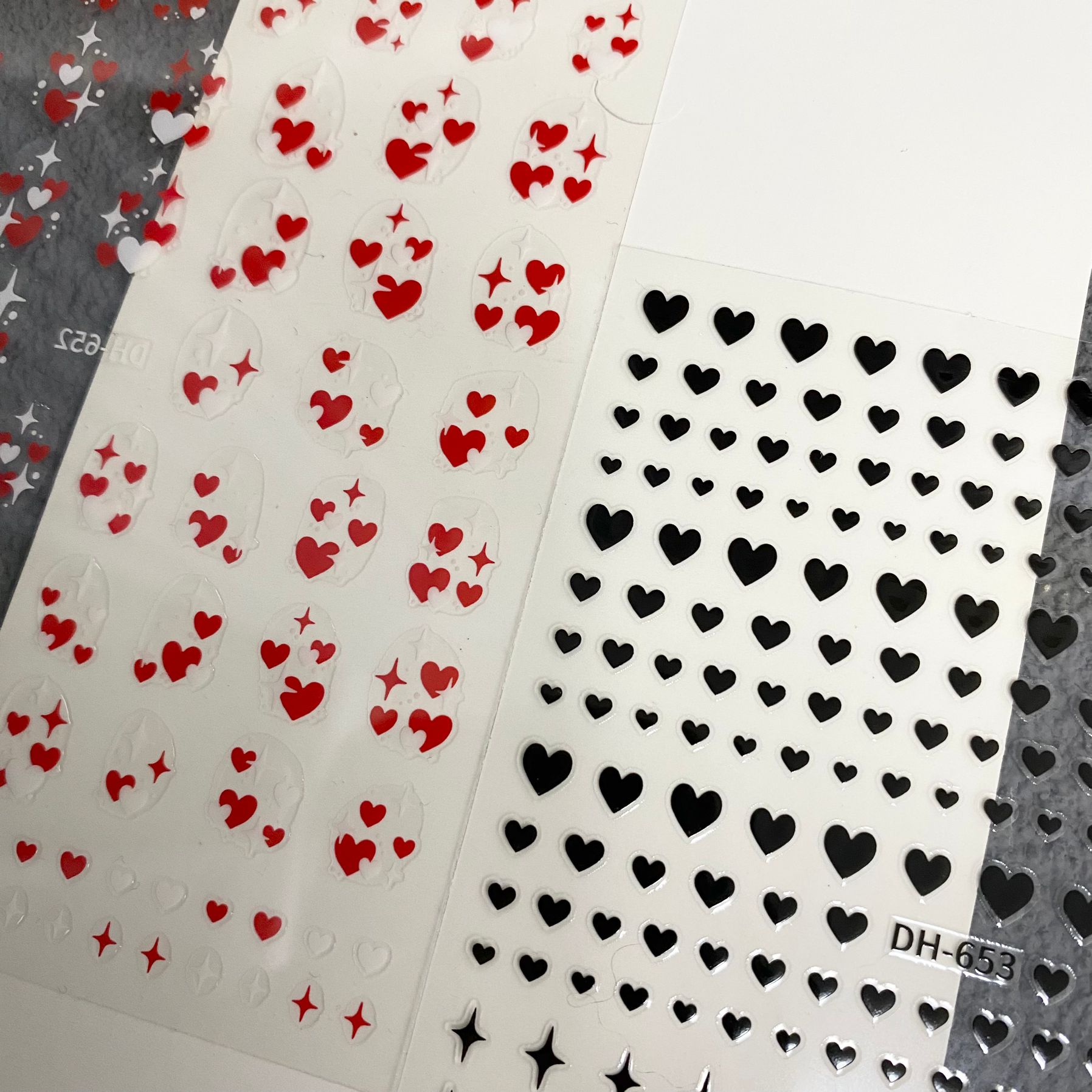 马卡龙爱心星芒美甲贴纸