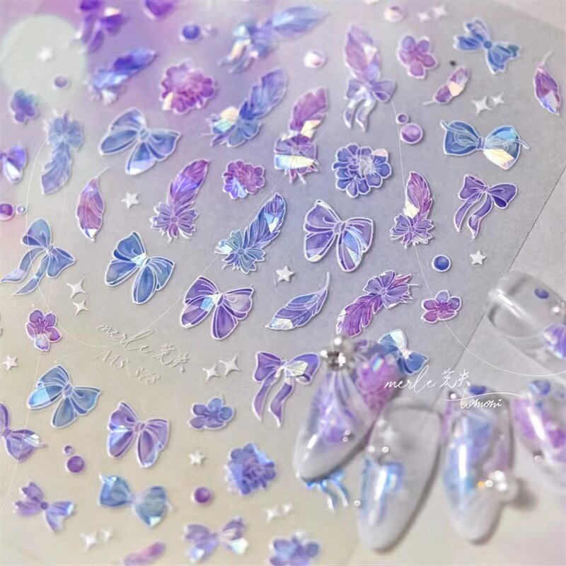 梦幻炫彩紫水母美人鱼尾美甲贴