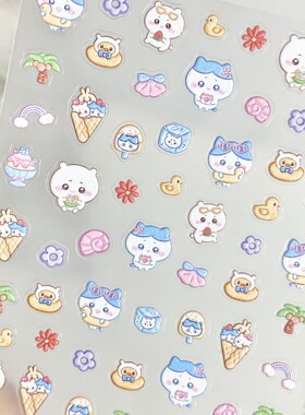 可爱甜品冰激凌吉伊卡哇美甲贴纸