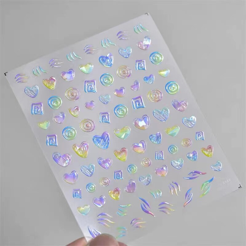 炫彩牧马星空爱心美甲贴纸