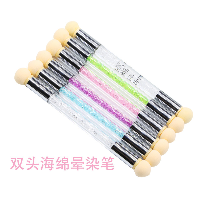 diy美甲双头海绵腮红渐变晕染笔