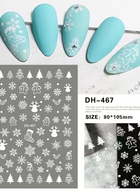 2022秋冬雪花麋鹿美甲贴纸