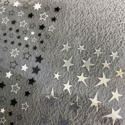 烫金黑白金银五角星美甲贴纸