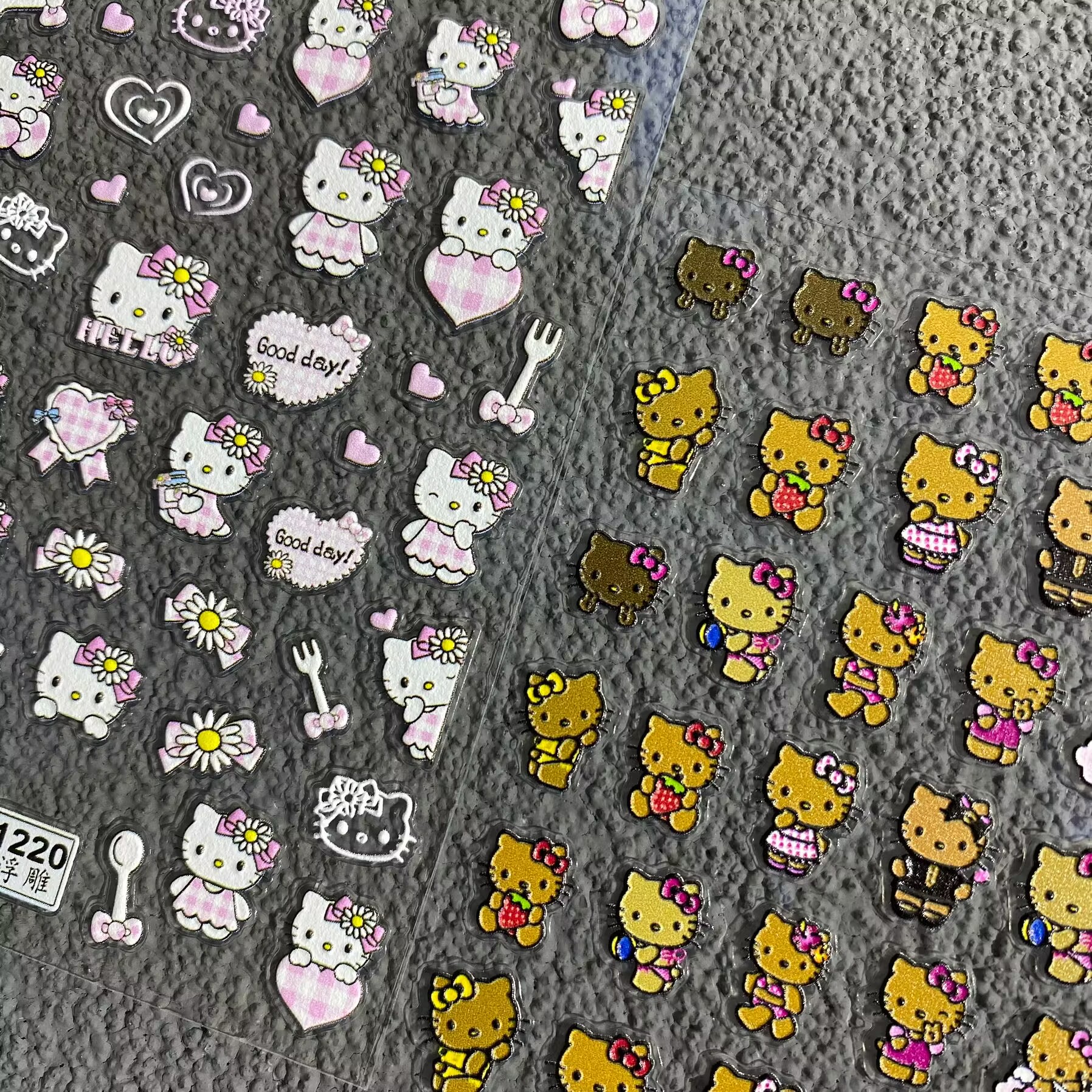 卡通kt猫夏日黑皮凯蒂猫美甲贴纸