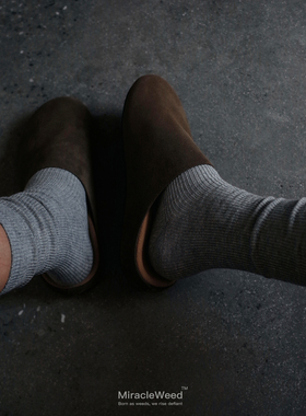 miracleweed【三双装】四季百搭细纹薄款透气中高筒堆堆棉袜男女