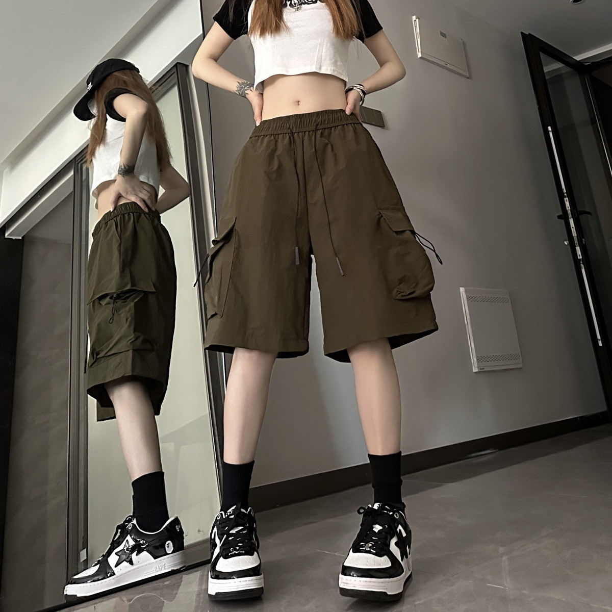 ins工装短裤女夏薄款高腰休闲休闲裤