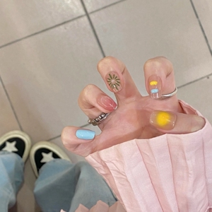 手工定制假指甲贴成品气质显白夏日糖果可可奶茶新娘孕妇穿戴美甲