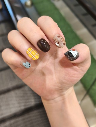 纯手工穿戴甲可爱卡通小红帽蛋糕撞色捏捏短款指甲贴片可拆卸成品