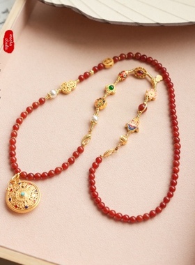 Mocha摩卡   新中式国风一款多戴玛瑙斜挎链富贵红色精心设计配饰