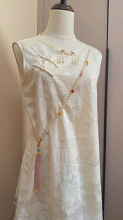 新中式珍珠长款项链女2024新款爆款腰链锁骨链古风高级感颈链