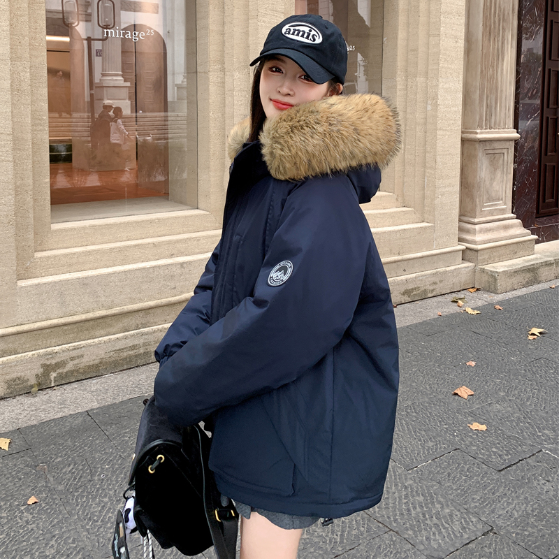 新款韩版宽松大码加厚工装羽绒棉外套棉衣女登山服冲锋衣棉服棉袄