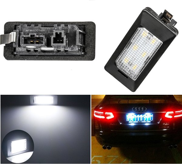 奥迪TT RS Q5 A4L B8 A5 S5 Q3解码改装车牌灯LED后牌照板灯总成