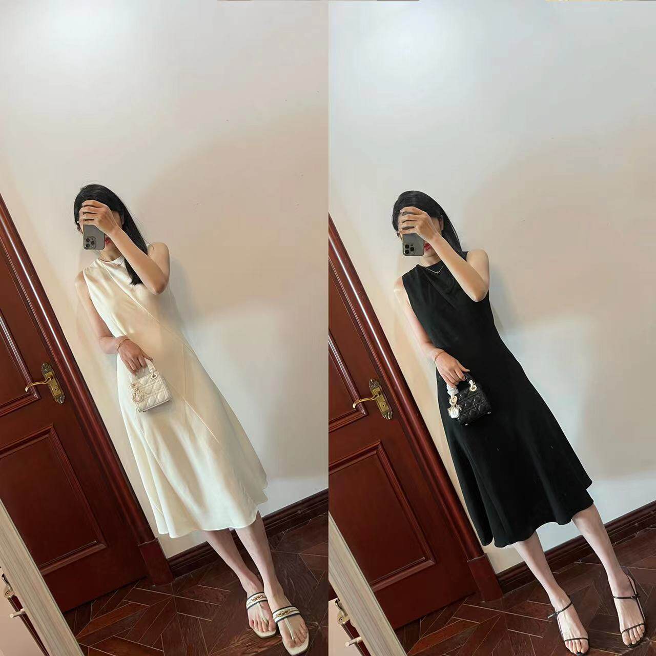 现货~ 正确资源！美系~通勤25春夏新款拼接三醋酸无袖op连衣裙