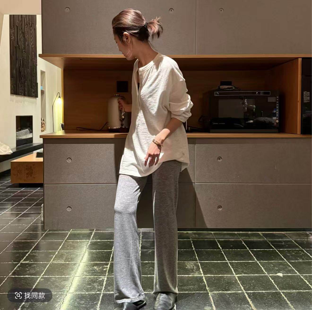 现货~设计师线h*米兰达可儿同款 翘臀显腿长百搭垂顺直筒休闲裤