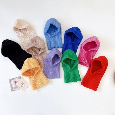 儿童帽子围巾一体帽秋冬韩版百搭针织护耳连帽围脖洋气宝宝披肩帽